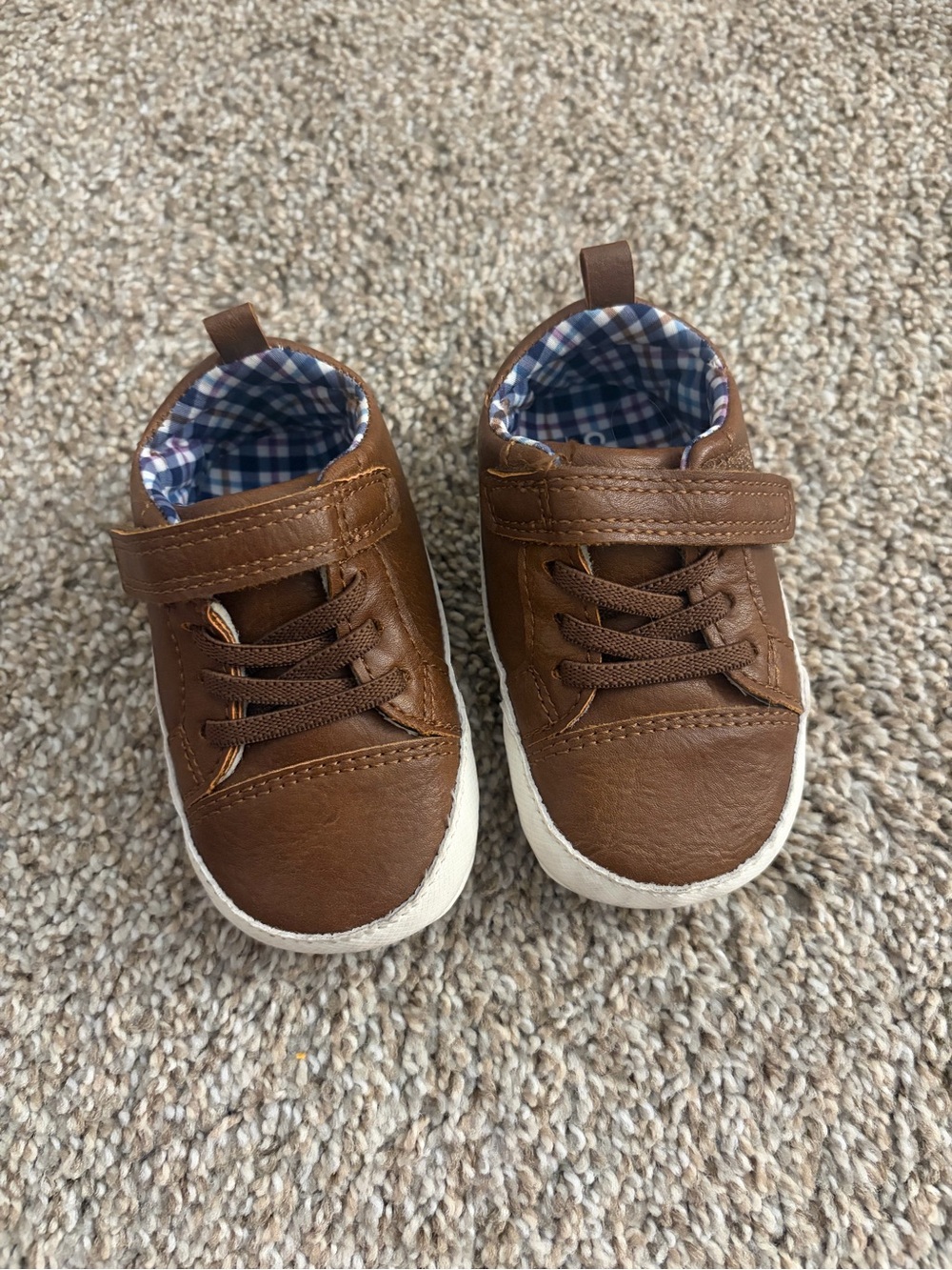 Carter's Brown Faux-Leather Toddler Sneakers with White Soles